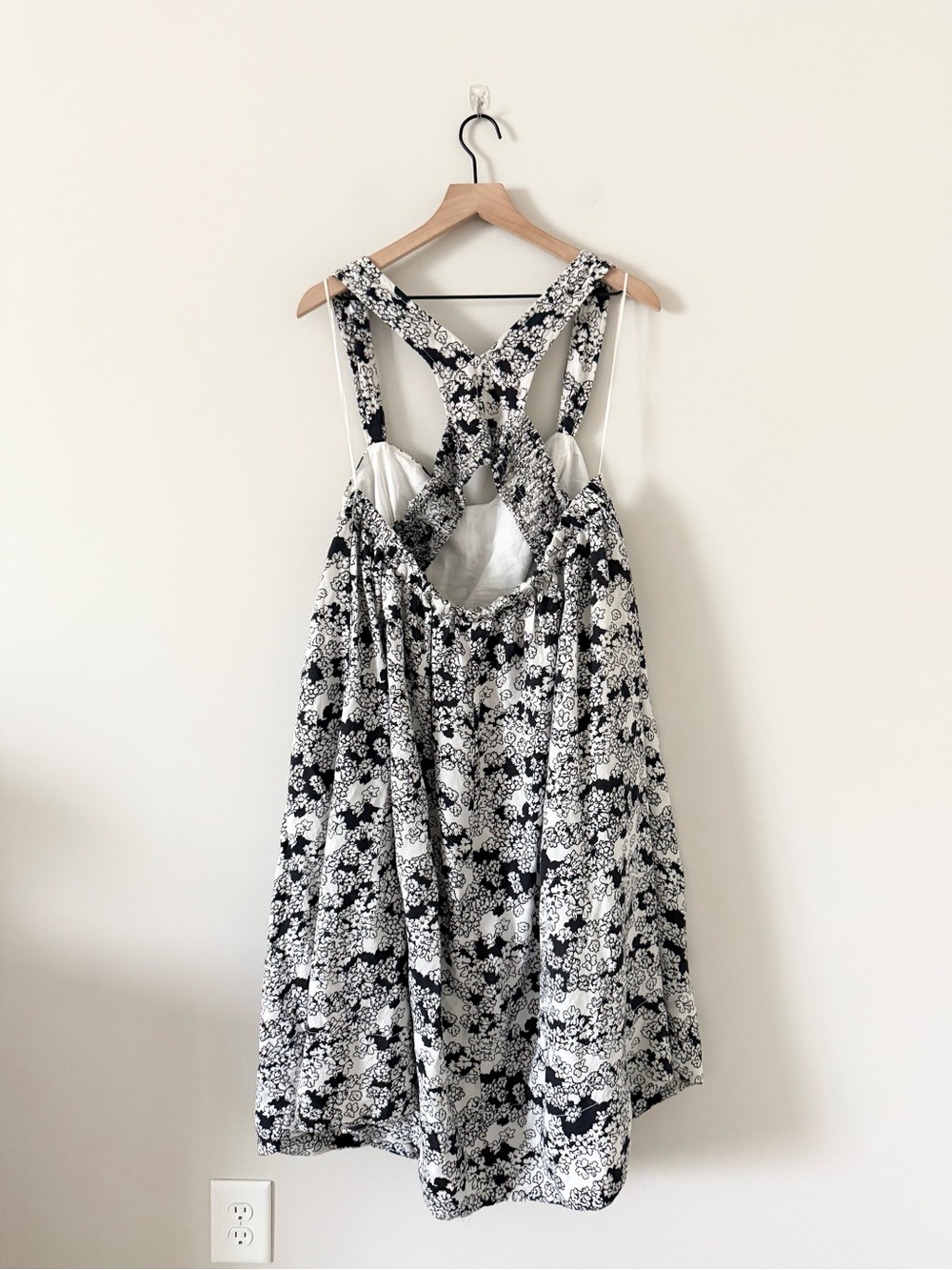 Anthropologie Linen Cotton Blend Black & White Floral Midi Dress Size 2X - Picture 5 of 8